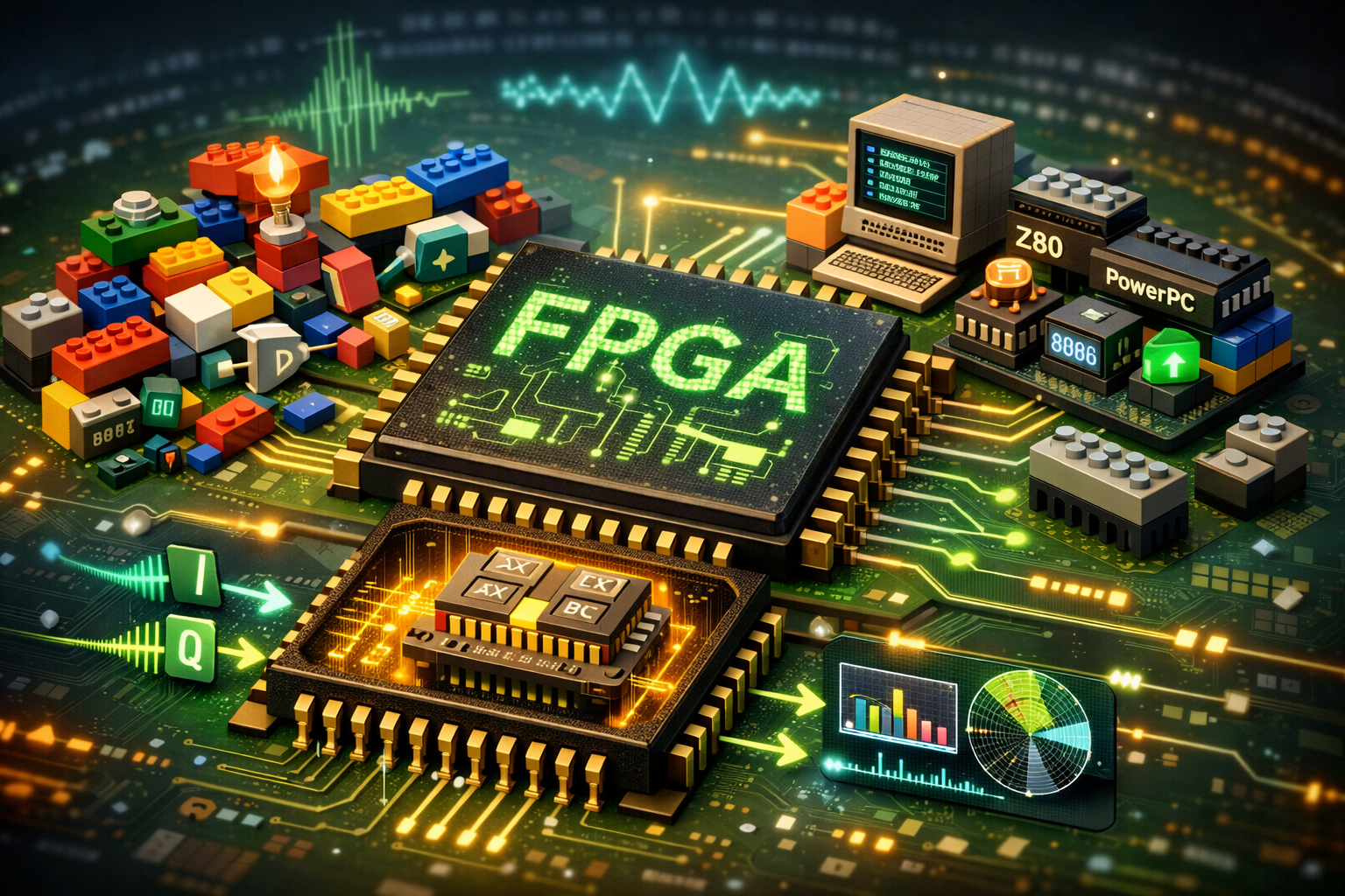 Field Programmable Logic Array, un circuito muy versatil que viene siendo la contraparte rápida de los Arduinos en el mundo del Open Hardware.