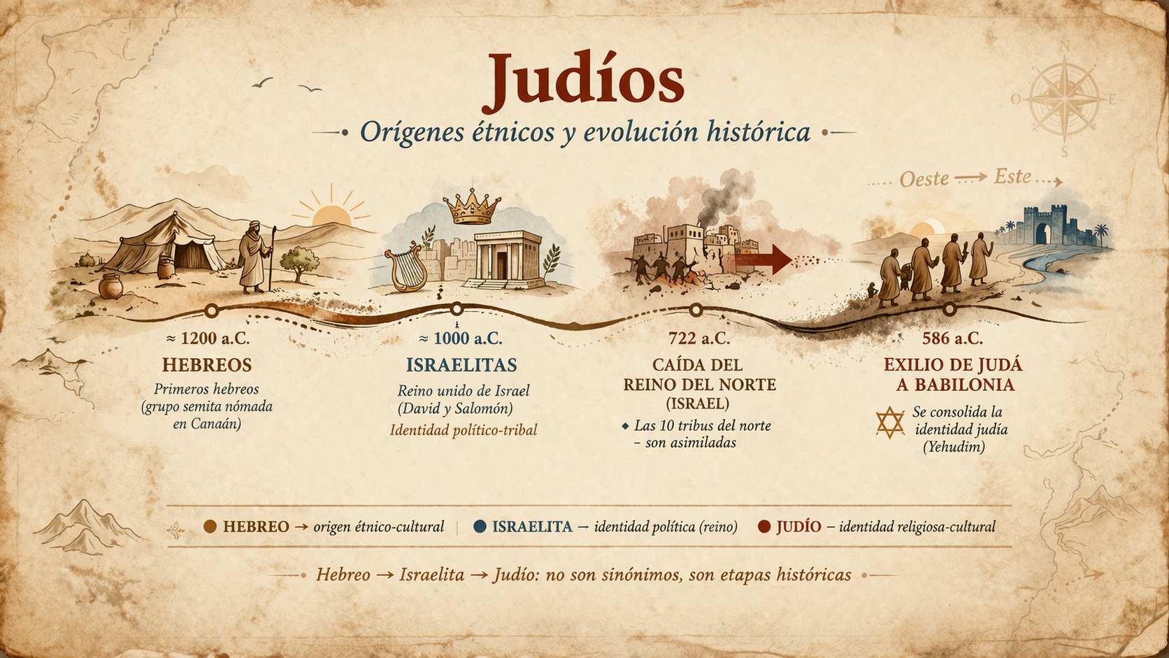 Evolución de las denominaciones. Hebreos, israelitas, judíos. No es una serie de Netflix, es la historia real. Y no, no son intercambiables,