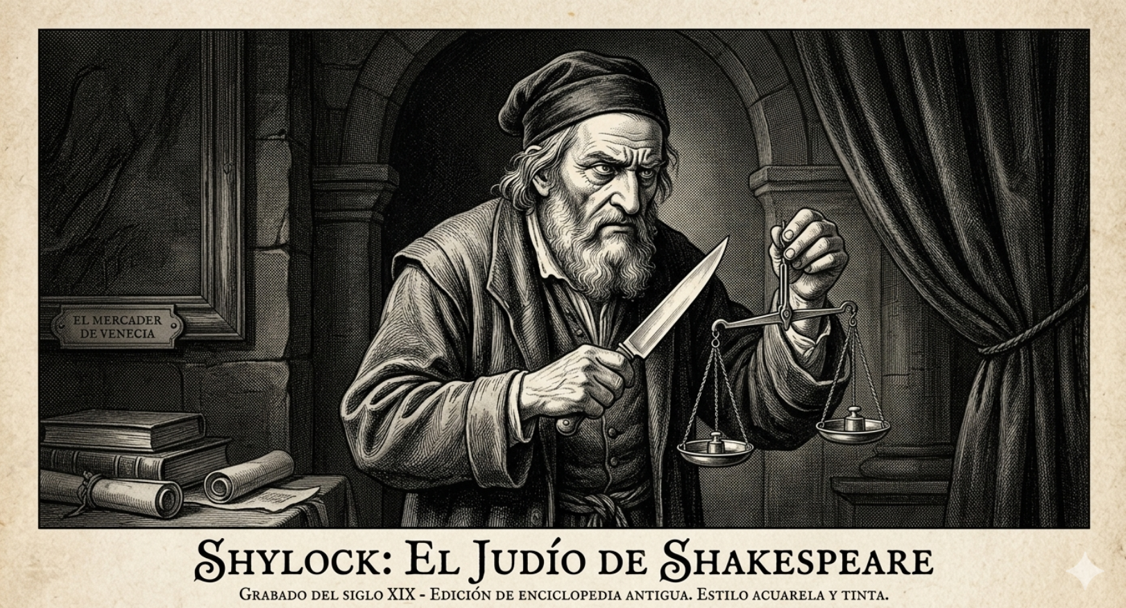 Shylock, el vengativo y avaricioso judío de Shakespeare.
