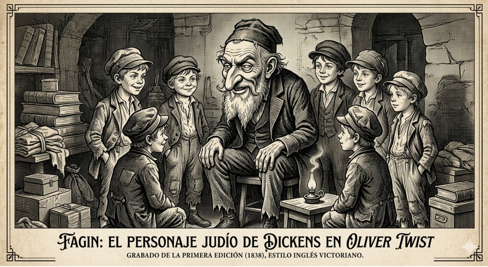 Fajín del personaje judío de Charles Dickens en Oliver Twist.