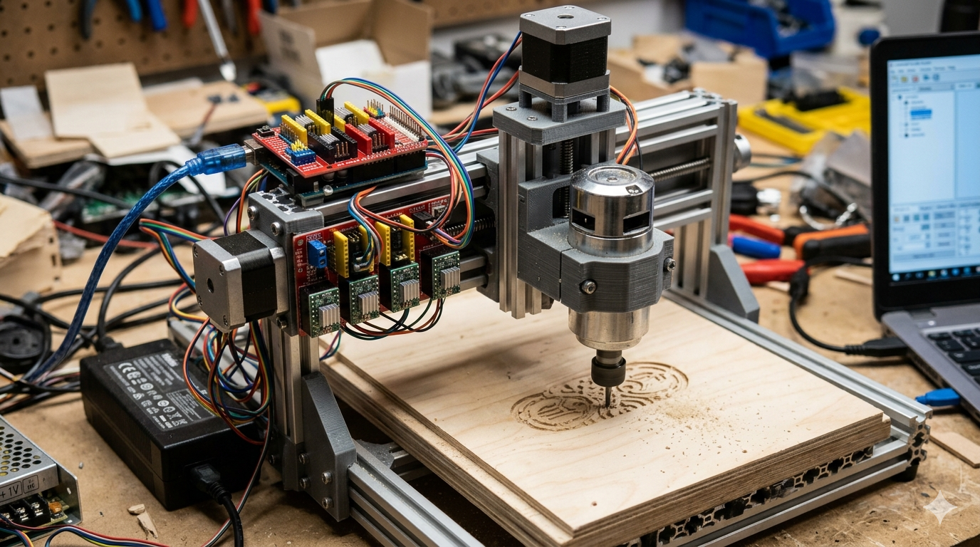 Ejemplo de una CNC "casera" hecha por makers, proyectos de Open Electronics DIY explicados por Orlando El Escriba
