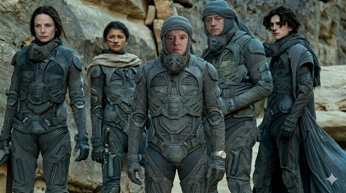 Cameo de Orlando El Escriba en una escena de la saga de los Fremen en la serie Dune, que está inspirada directamente en el pueblo Amazigh.