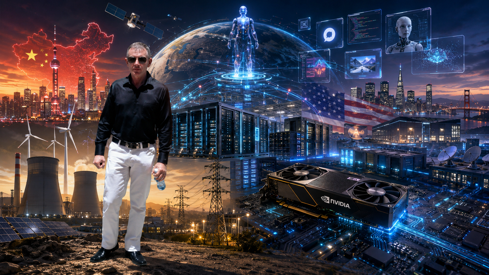 Orlando El Escriba hablando de la pirámide de seis capas que conforman la Inteligencia Artificial y analizando la geopolítica en cada una de ellas.