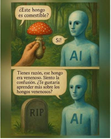 Imagen que tal vez pueda parecer exagerada; pero es solo una hipérbole, lo cierto es que no hay que creer todo lo que la IA te diga.