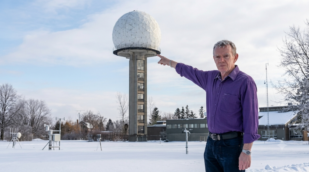 El Dr. Orlando L. Rodríguez González, en un de sus siete visitas científicas a este radar (descontinuado en 2018), pionero de la Meteorología de Radar en el Mundo.