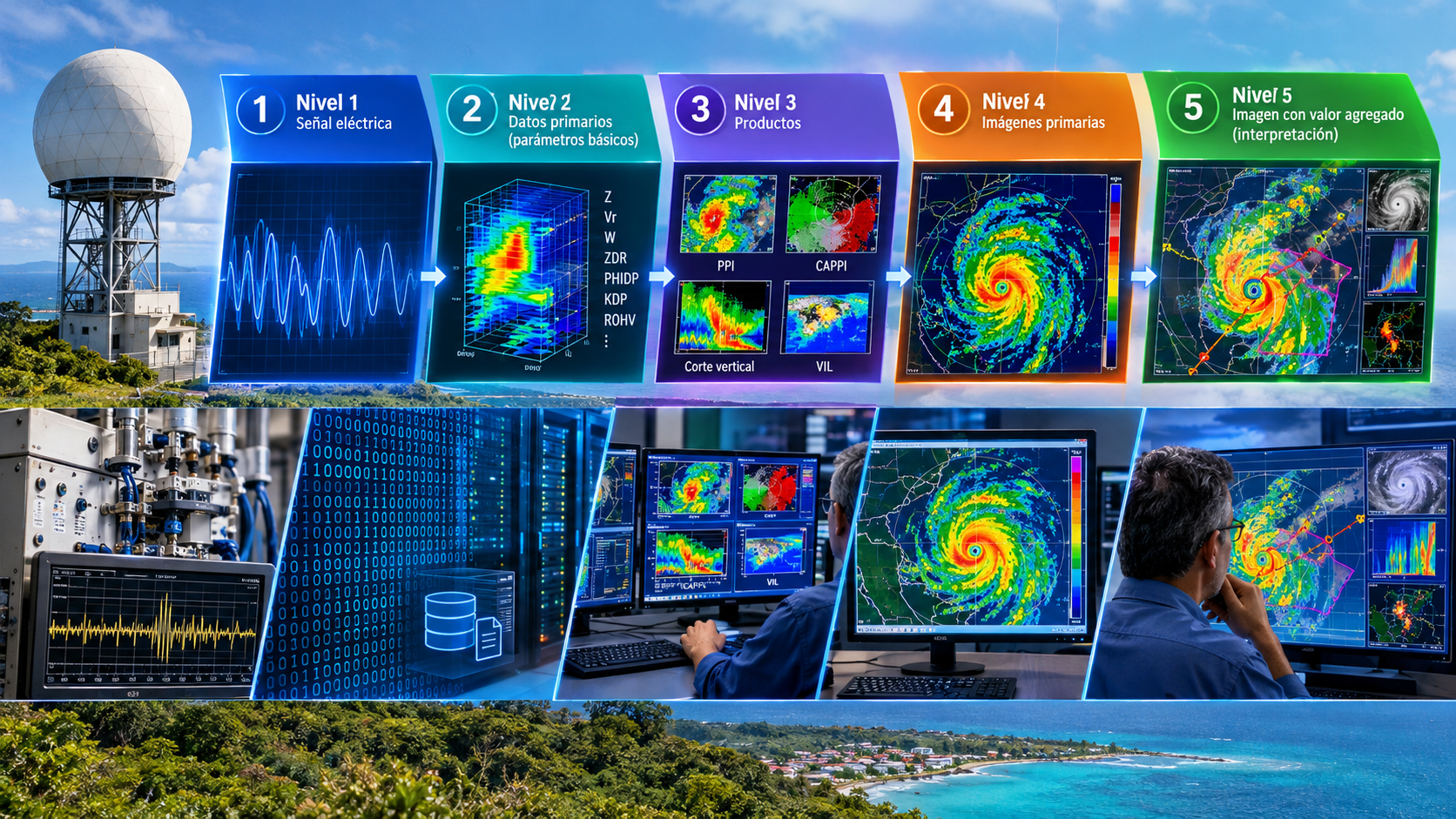 Niveles de la información en los radares meteorológicos